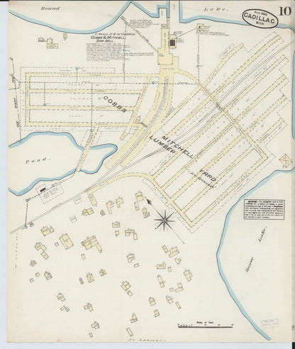 Sanborn Fire Insurance Map from Cadillac, Wexford County, Michigan (1884), Sheet #0010 - Complete Map Set gallery image, historic Sanborn map, vintage wall art, Michigan Michigan
