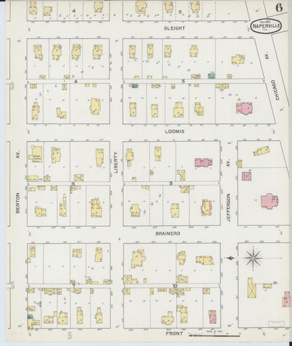 Sanborn Fire Insurance Map from Naperville, Du Page County, Illinois (1892), Sheet #0006 - Historic Sanborn Fire Insurance Map Print, vintage old map wall art, antique decor, genealogy gift, Illinois Illinois map