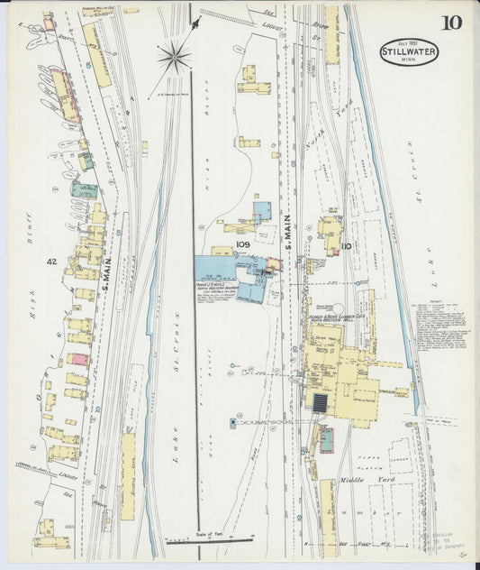 Sanborn Fire Insurance Map from Stillwater, Washington County, Minnesota (1891), Sheet #0010 - Historic Sanborn Fire Insurance Map Print, vintage old map wall art, antique decor, genealogy gift, Minnesota Minnesota map