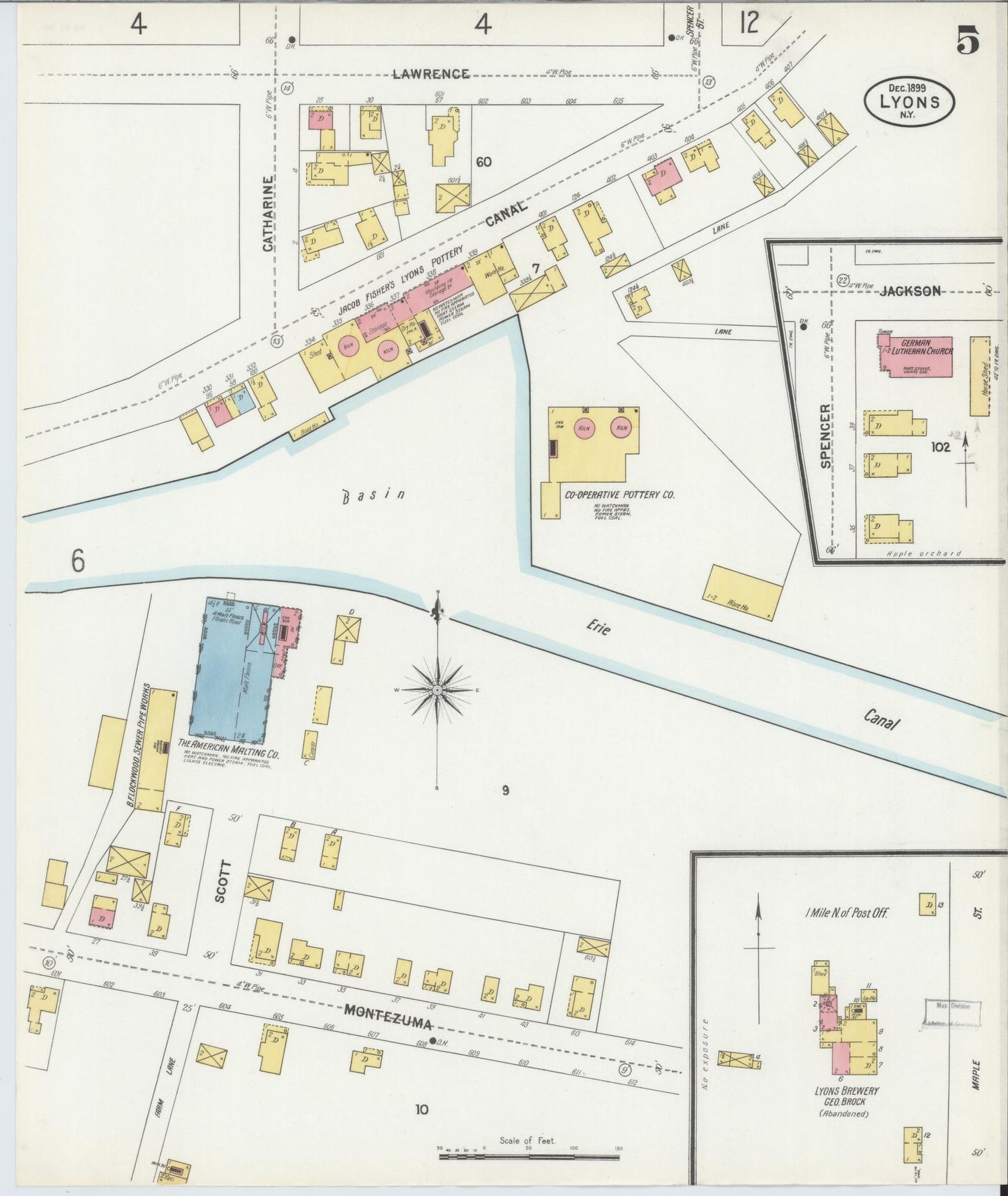 Sanborn Fire Insurance Map from Lyons, Wayne County, New York (1899), Sheet #0005 - Complete Map Set gallery image, historic Sanborn map, vintage wall art, New York New York