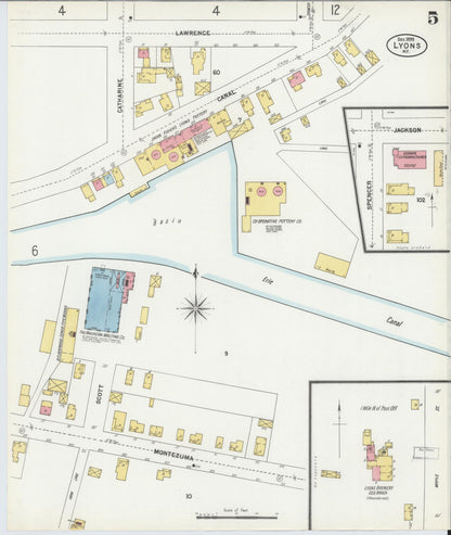 Sanborn Fire Insurance Map from Lyons, Wayne County, New York (1899), Sheet #0005 - Complete Map Set gallery image, historic Sanborn map, vintage wall art, New York New York