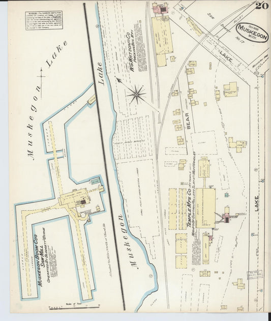 Sanborn Fire Insurance Map from Muskegon, Muskegon County, Michigan (1883), Sheet #0020 - Historic Sanborn Fire Insurance Map Print, vintage old map wall art, antique decor, genealogy gift, Michigan Michigan map