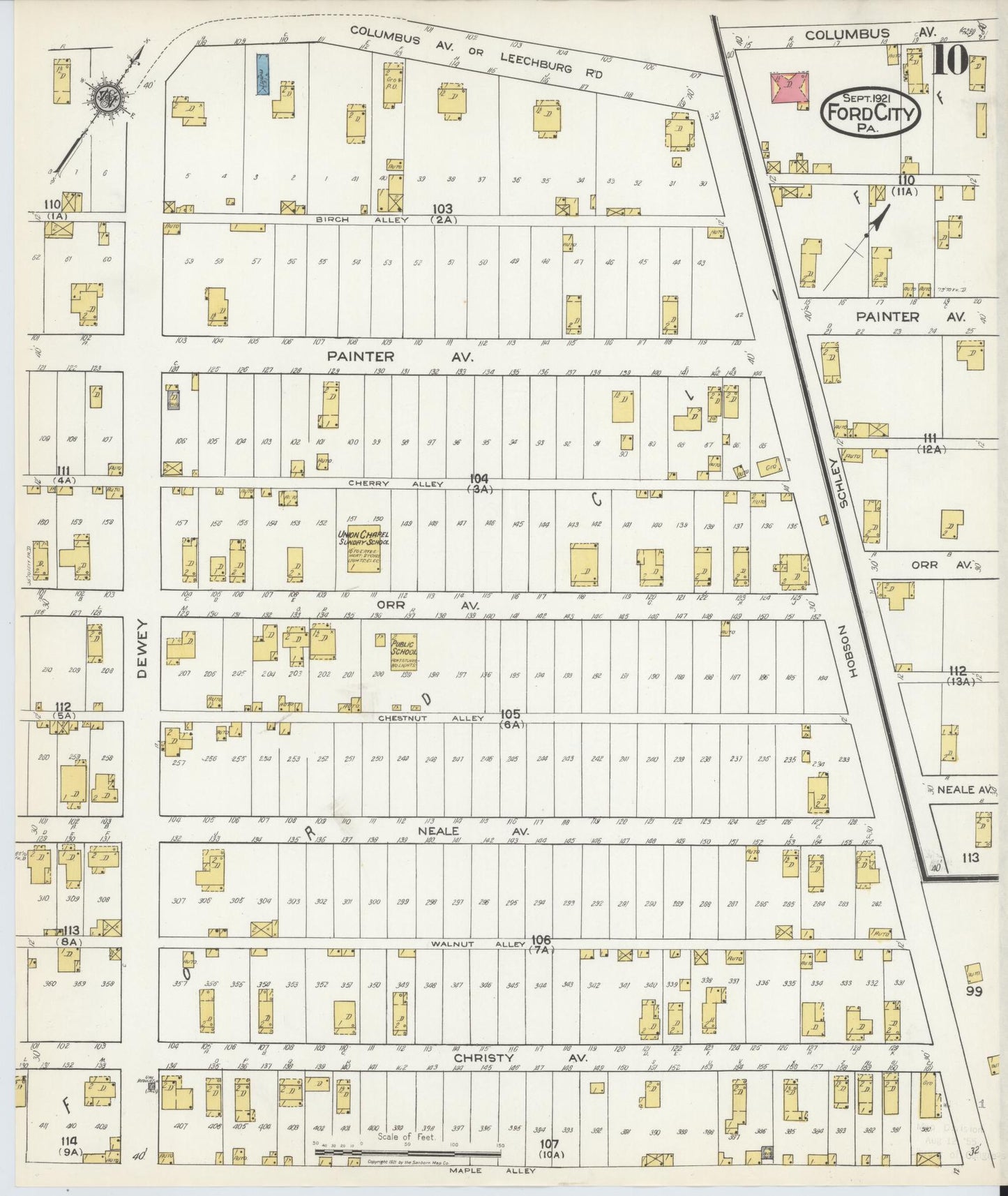 Sanborn Fire Insurance Map from Ford City, Armstrong County, Pennsylvania (1921), Sheet #0010 - Historic Sanborn Fire Insurance Map Print, vintage old map wall art, antique decor, genealogy gift, Pennsylvania Pennsylvania map
