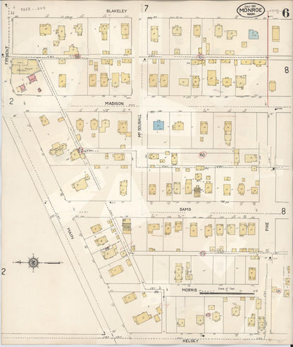 Sanborn Fire Insurance Map from Monroe, Snohomish County, Washington (1942), Sheet #0006 - Complete Map Set gallery image, historic Sanborn map, vintage wall art, Washington Washington