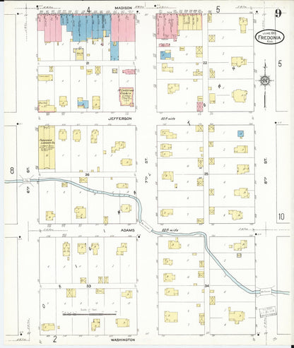 Sanborn Fire Insurance Map from Fredonia, Wilson County, Kansas (1912), Sheet #0009 - Complete Map Set gallery image, historic Sanborn map, vintage wall art, Kansas Kansas