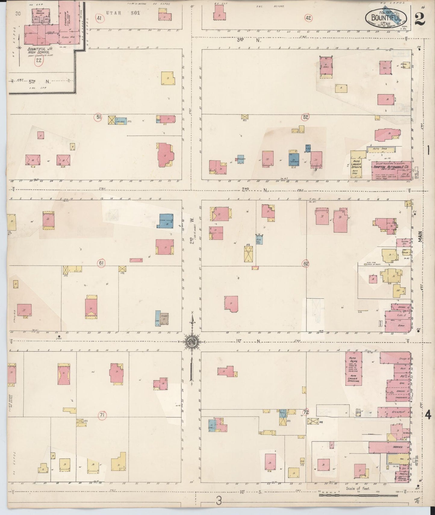 Sanborn Fire Insurance Map from Bountiful, Davis County, Utah (1930), Sheet #0002 - Complete Map Set gallery image, historic Sanborn map, vintage wall art, Utah Utah