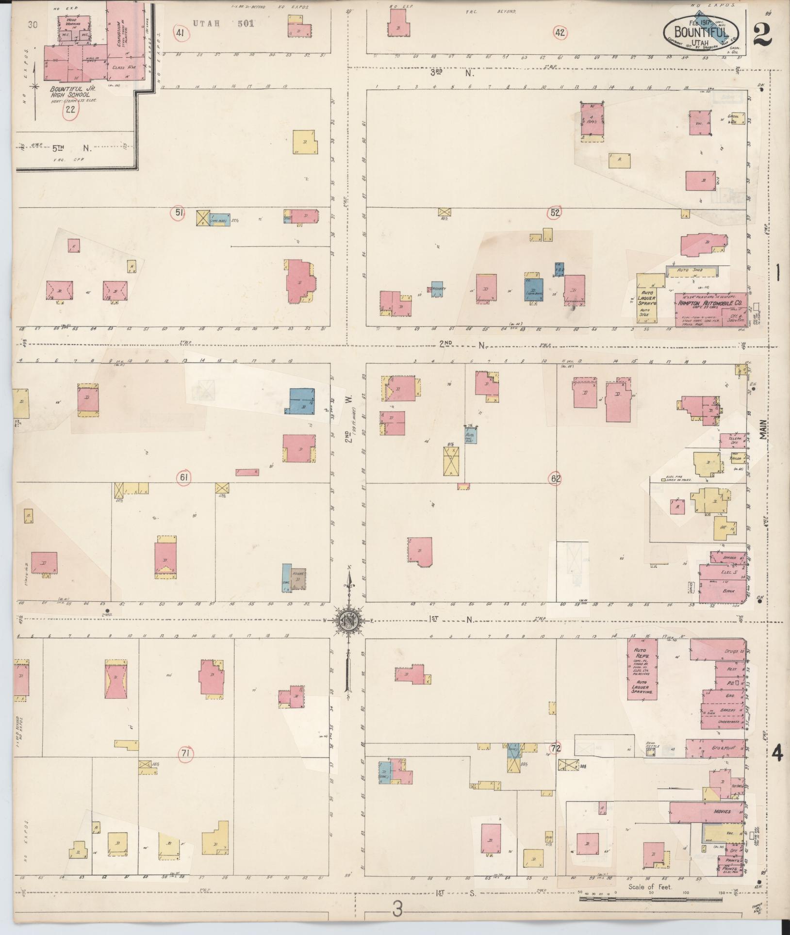 Sanborn Fire Insurance Map from Bountiful, Davis County, Utah (1930), Sheet #0002 - Complete Map Set gallery image, historic Sanborn map, vintage wall art, Utah Utah