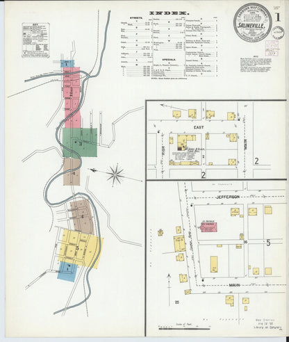 Sanborn Fire Insurance Map from Salineville, Columbiana County, Ohio (1902), Sheet #0001 - Historic Sanborn Fire Insurance Map Print, vintage old map wall art, antique decor, genealogy gift, Ohio Ohio map