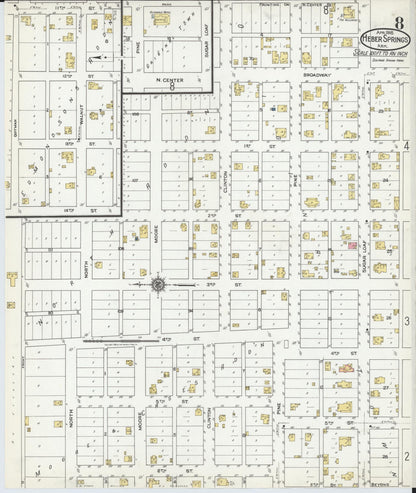 Sanborn Fire Insurance Map from Heber Springs, Cleburne County, Arkansas (1918), Sheet #0008 - Complete Map Set gallery image, historic Sanborn map, vintage wall art, Arkansas Arkansas