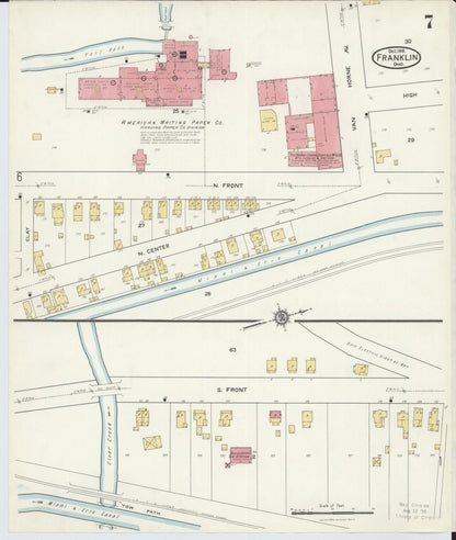 Sanborn Fire Insurance Map from Franklin, Warren County, Ohio (1916), Sheet #0007 - Historic Sanborn Fire Insurance Map Print, vintage old map wall art, antique decor, genealogy gift, Ohio Ohio map
