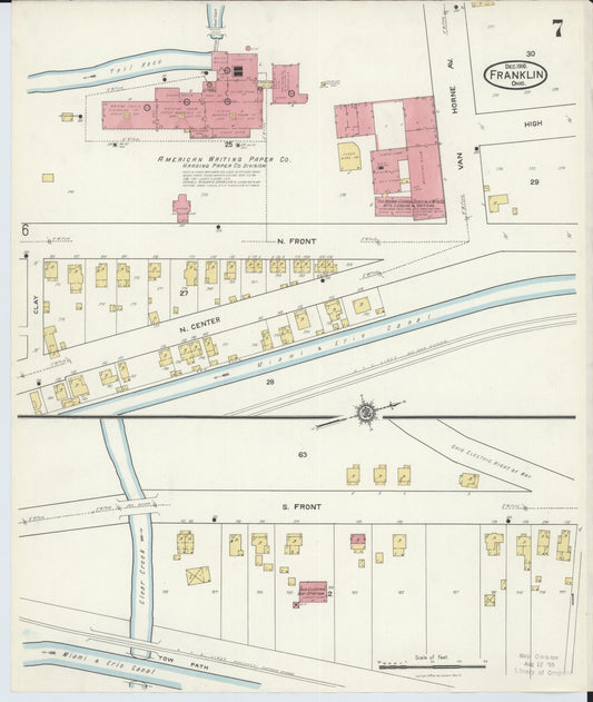 Sanborn Fire Insurance Map from Franklin, Warren County, Ohio (1916), Sheet #0007 - Historic Sanborn Fire Insurance Map Print, vintage old map wall art, antique decor, genealogy gift, Ohio Ohio map