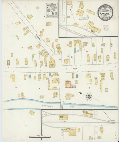 Sanborn Fire Insurance Map from Kanona, Steuben County, New York (1906), Sheet #0001 - Historic Sanborn Fire Insurance Map Print, vintage old map wall art, antique decor, genealogy gift, New York New York map