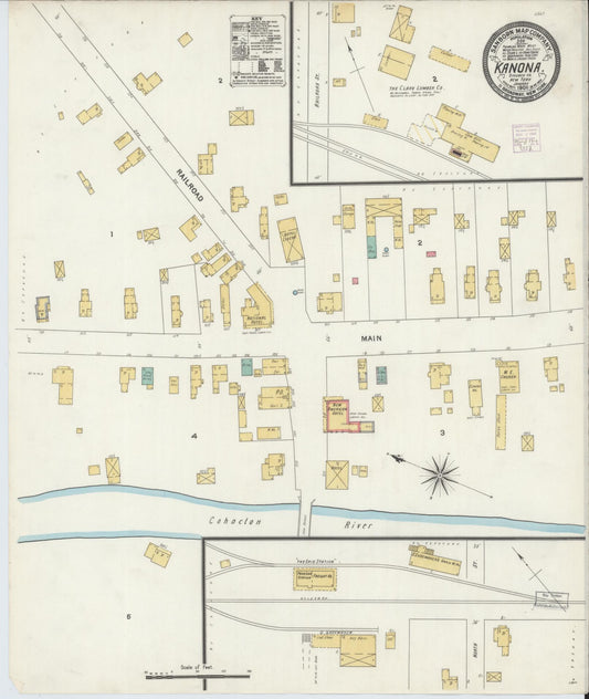 Sanborn Fire Insurance Map from Kanona, Steuben County, New York (1906), Sheet #0001 - Historic Sanborn Fire Insurance Map Print, vintage old map wall art, antique decor, genealogy gift, New York New York map