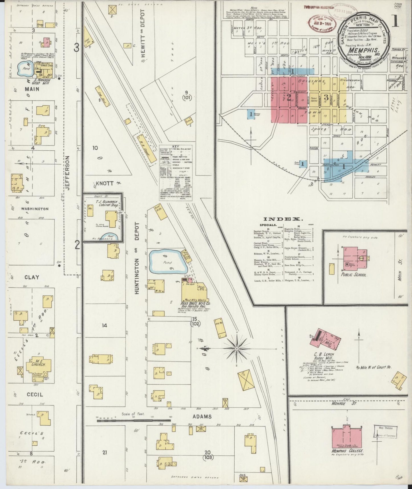 Sanborn Fire Insurance Map from Memphis, Scotland County, Missouri (1898), Sheet #0001 - Complete Map Set gallery image, historic Sanborn map, vintage wall art, Missouri Missouri
