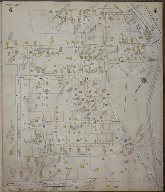 Sanborn Fire Insurance Map from Cohasset, Norfolk County, Massachusetts (1952), Sheet #0004 - Historic Sanborn Fire Insurance Map Print, vintage old map wall art, antique decor, genealogy gift, Massachusetts Massachusetts map