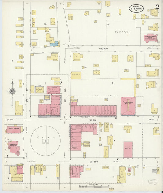 Sanborn Fire Insurance Map from Vienna, Dooly County, Georgia (1912), Sheet #0002 - Historic Sanborn Fire Insurance Map Print, vintage old map wall art, antique decor, genealogy gift, Georgia Georgia map