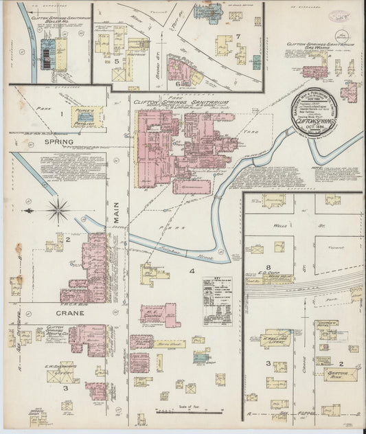 Sanborn Fire Insurance Map from Clifton Springs, Ontario County, New York. (1886) – Historic Sanborn Fire Insurance Map Print