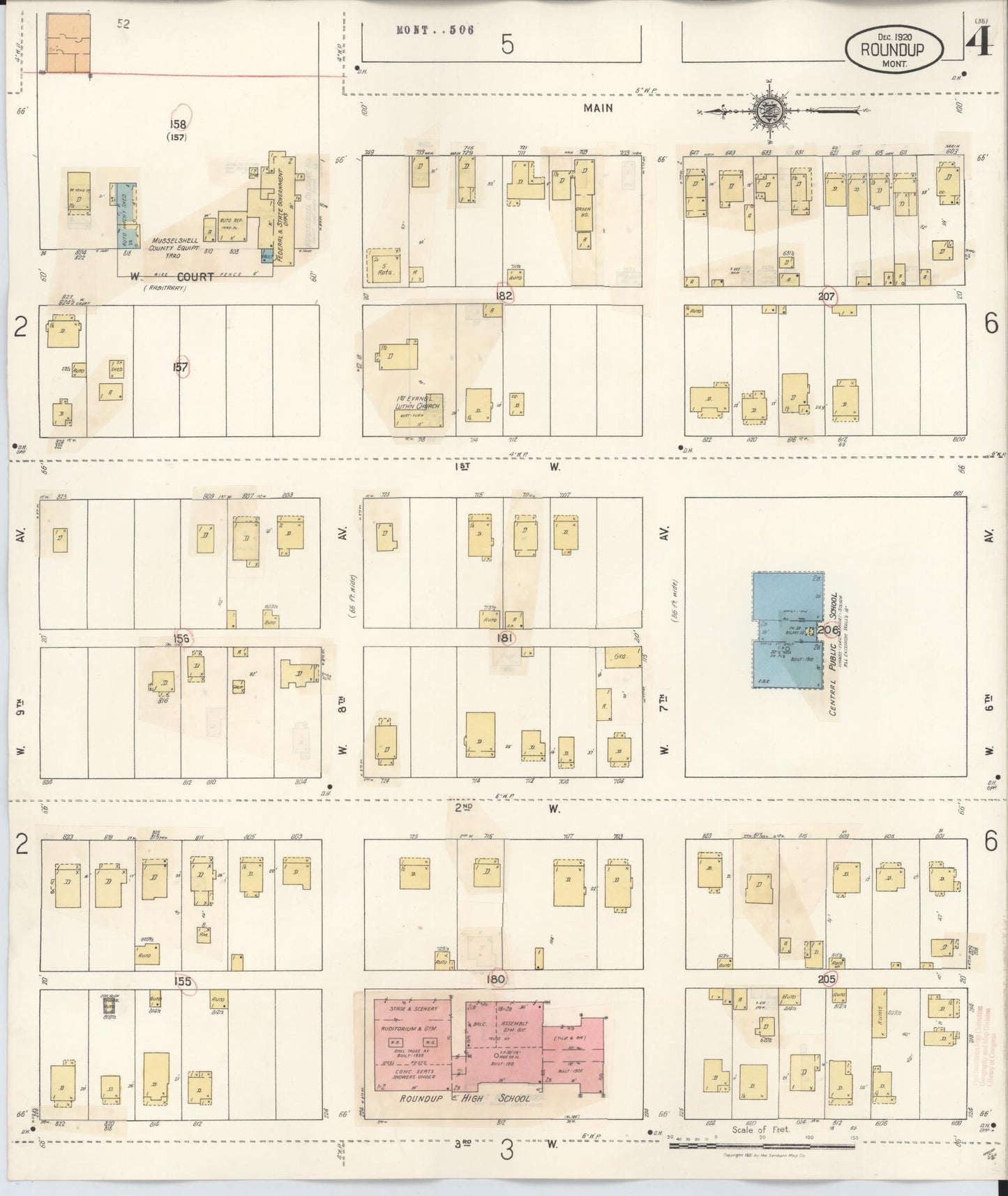 Sanborn Fire Insurance Map from Roundup, Musselshell County, Montana (1944), Sheet #0004 - Complete Map Set gallery image, historic Sanborn map, vintage wall art, Montana Montana