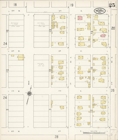 Sanborn Fire Insurance Map from Kalispell, Flathead County, Montana (1910), Sheet #0025 - Complete Map Set gallery image, historic Sanborn map, vintage wall art, Montana Montana