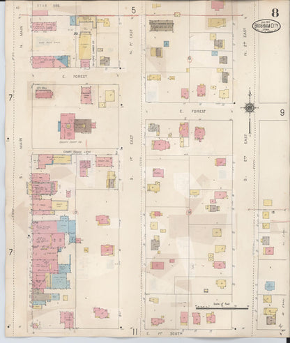 Sanborn Fire Insurance Map from Brigham City, Box Elder County, Utah (1949), Sheet #0008 - Complete Map Set gallery image, historic Sanborn map, vintage wall art, Utah Utah