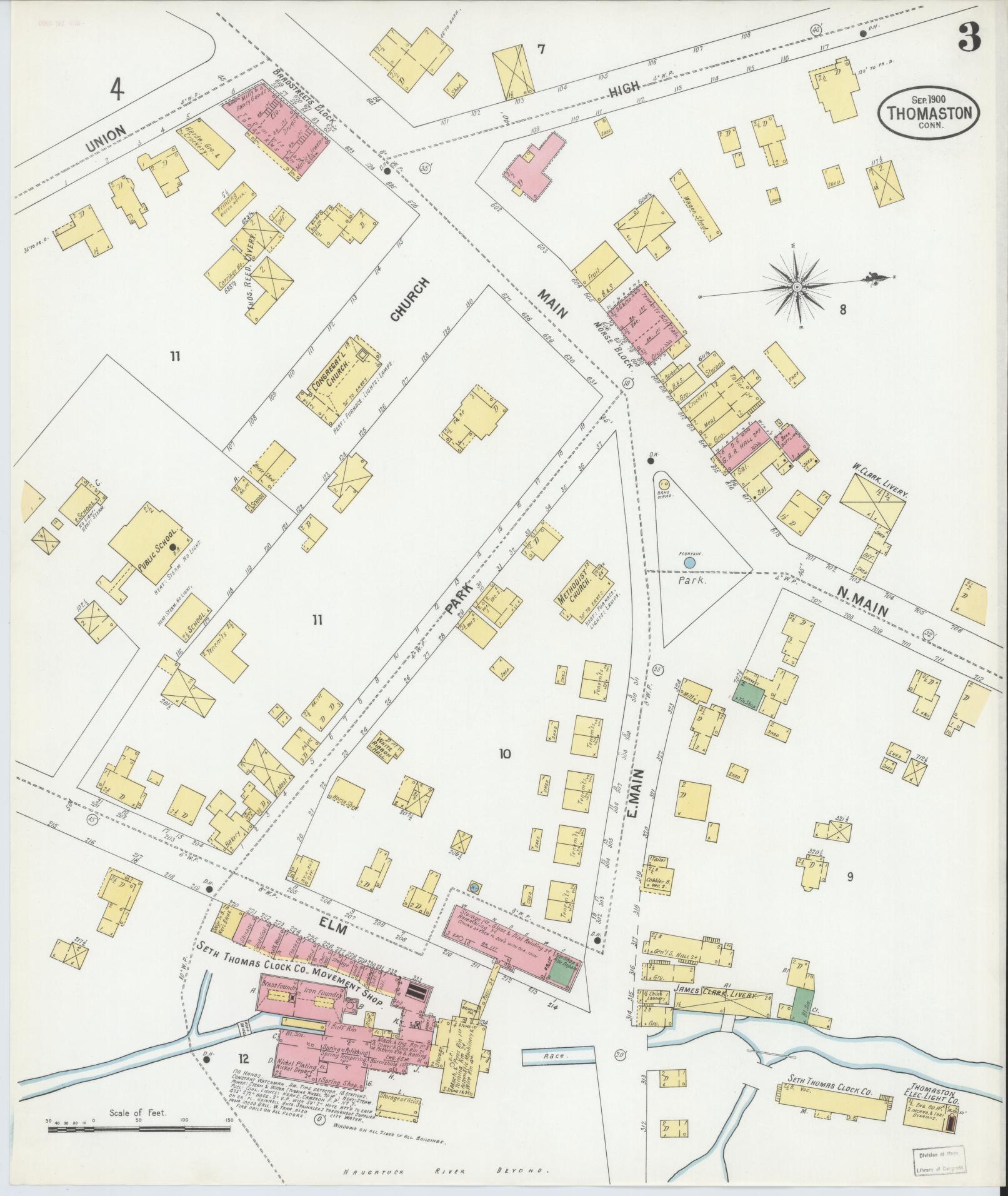 Sanborn Fire Insurance Map from Thomaston, Litchfield County, Connecticut (1900), Sheet #0003 - Complete Map Set gallery image, historic Sanborn map, vintage wall art, Connecticut Connecticut