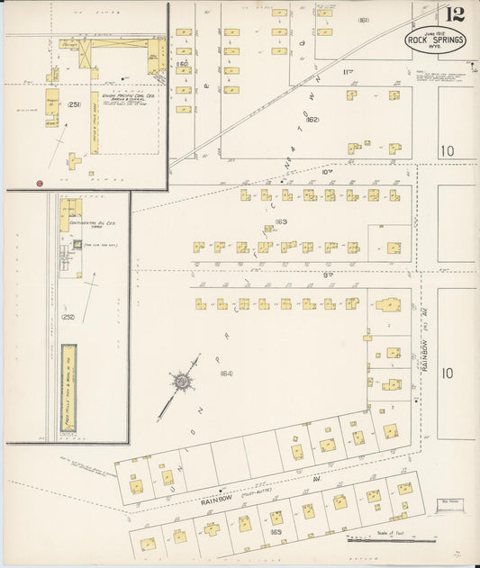 Sanborn Fire Insurance Map from Rock Springs, Sweetwater County, Wyoming (1912), Sheet #0012 - Historic Sanborn Fire Insurance Map Print, vintage old map wall art, antique decor, genealogy gift, Wyoming Wyoming map