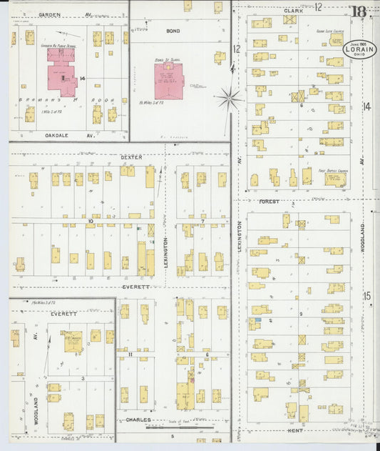Sanborn Fire Insurance Map from Lorain, Lorain County, Ohio (1905), Sheet #0018 - Historic Sanborn Fire Insurance Map Print, vintage old map wall art, antique decor, genealogy gift, Ohio Ohio map