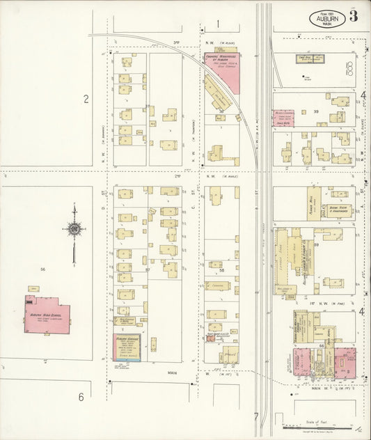 Sanborn Fire Insurance Map from Auburn [see also Slaughter], King County, Washington (1921), Sheet #0003 - Historic Sanborn Fire Insurance Map Print, vintage old map wall art, antique decor, genealogy gift, Washington Washington map