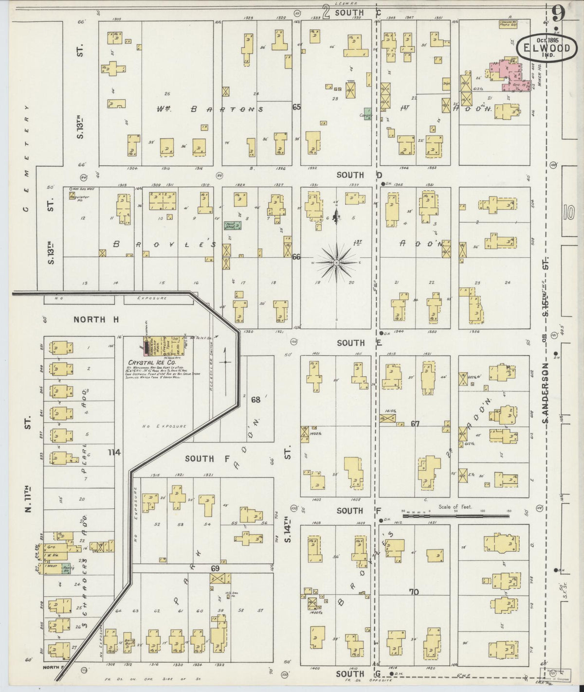 Sanborn Fire Insurance Map from Elwood, Madison County, Indiana (1895), Sheet #0009 - Historic Sanborn Fire Insurance Map Print, vintage old map wall art, antique decor, genealogy gift, Indiana Indiana map