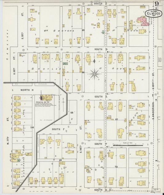 Sanborn Fire Insurance Map from Elwood, Madison County, Indiana (1895), Sheet #0009 - Historic Sanborn Fire Insurance Map Print, vintage old map wall art, antique decor, genealogy gift, Indiana Indiana map