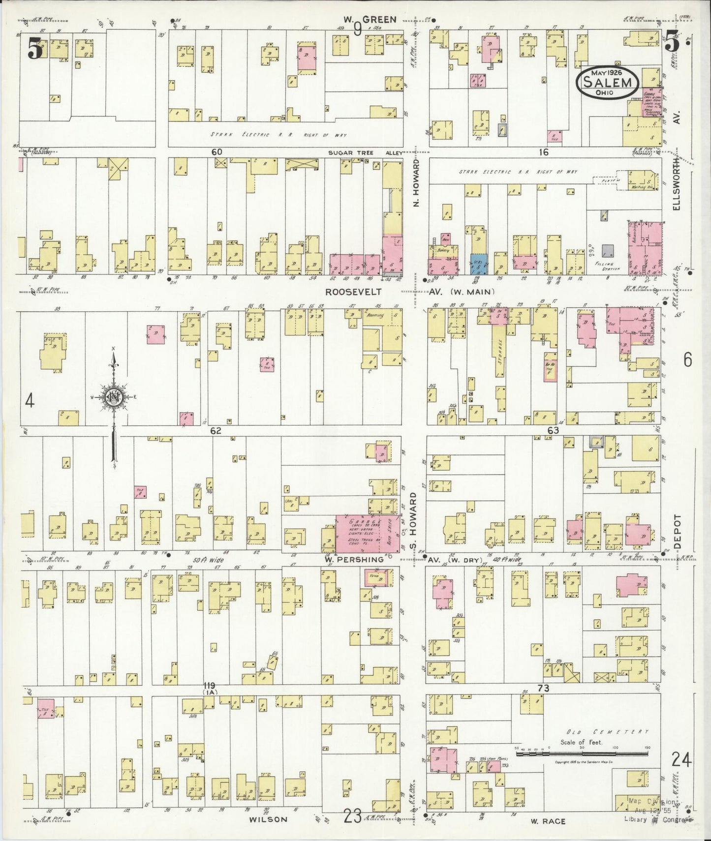 Sanborn Fire Insurance Map from Salem, Columbiana County, Ohio (1926), Sheet #0005 - Complete Map Set gallery image, historic Sanborn map, vintage wall art, Ohio Ohio