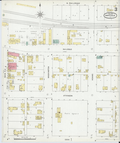 Sanborn Fire Insurance Map from Sheffield, Bureau County, Illinois (1901), Sheet #0003 - Complete Map Set gallery image, historic Sanborn map, vintage wall art, Illinois Illinois