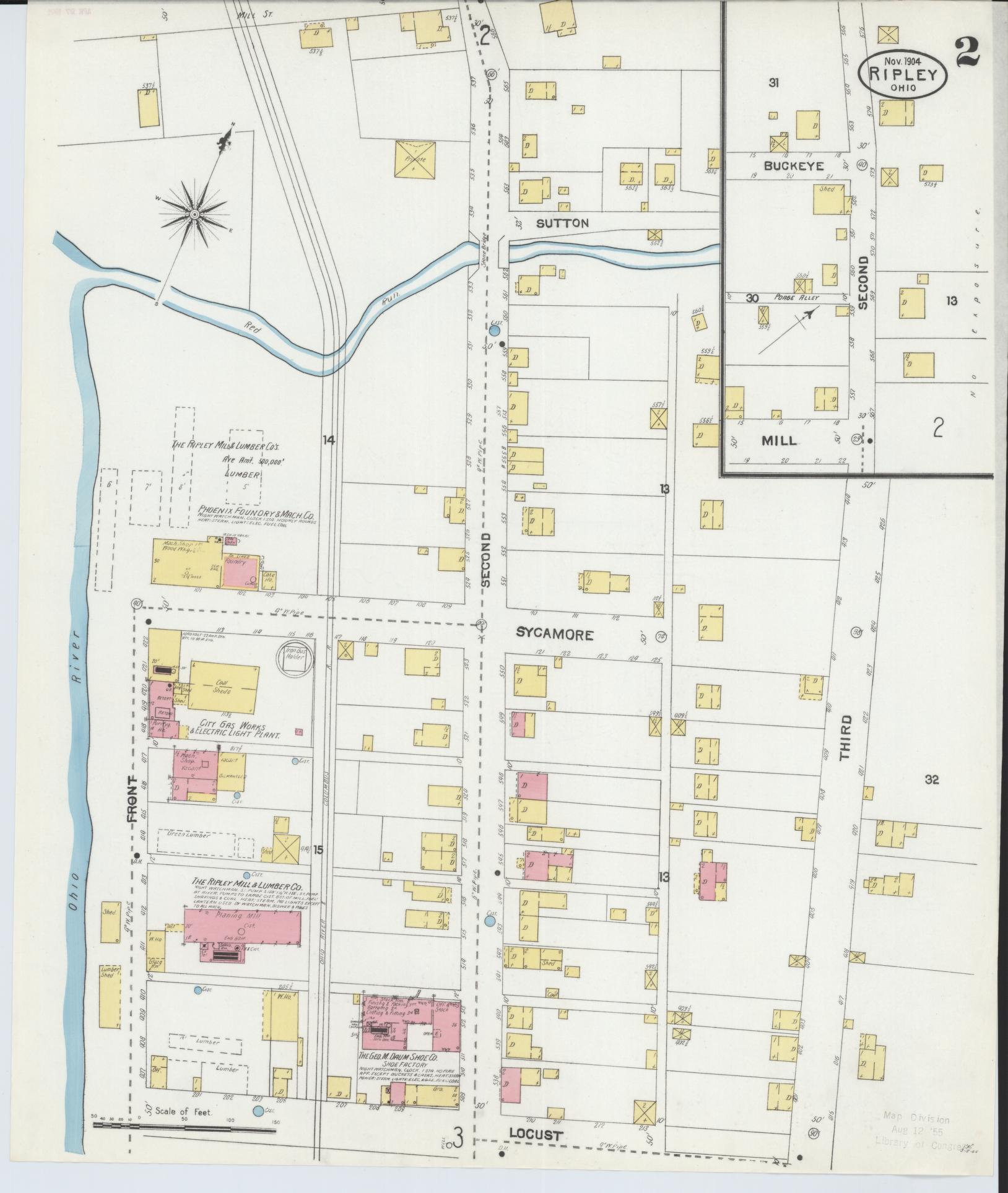 Sanborn Fire Insurance Map from Ripley, Brown County, Ohio (1904), Sheet #0002 - Historic Sanborn Fire Insurance Map Print, vintage old map wall art, antique decor, genealogy gift, Ohio Ohio map