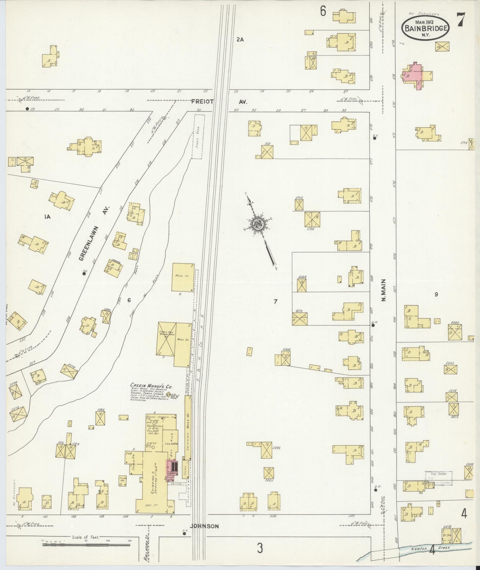 Sanborn Fire Insurance Map from Bainbridge, Chenango County, New York (1912), Sheet #0007 - Complete Map Set gallery image, historic Sanborn map, vintage wall art, New York New York