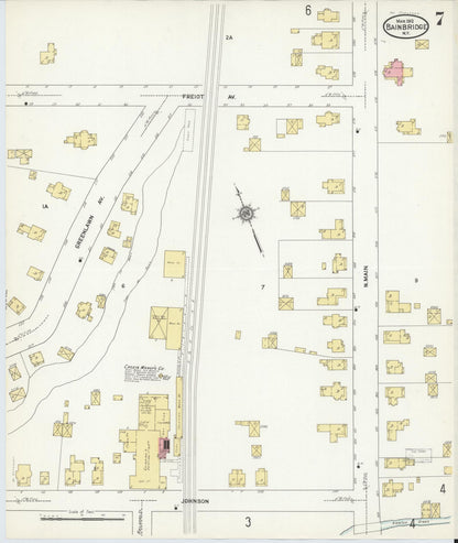 Sanborn Fire Insurance Map from Bainbridge, Chenango County, New York (1912), Sheet #0007 - Complete Map Set gallery image, historic Sanborn map, vintage wall art, New York New York