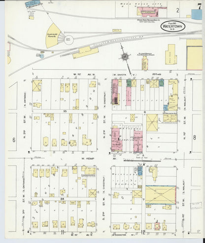 Sanborn Fire Insurance Map from Watertown, Codington County, South Dakota (1910), Sheet #0007 - Complete Map Set gallery image, historic Sanborn map, vintage wall art, South Dakota South Dakota