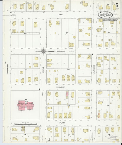 Sanborn Fire Insurance Map from Montpelier, Williams County, Ohio (1910), Sheet #0005 - Historic Sanborn Fire Insurance Map Print, vintage old map wall art, antique decor, genealogy gift, Ohio Ohio map