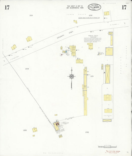 Sanborn Fire Insurance Map from Fillmore, Ventura County, California (1929), Sheet #0017 - Historic Sanborn Fire Insurance Map Print, vintage old map wall art, antique decor, genealogy gift, California California map