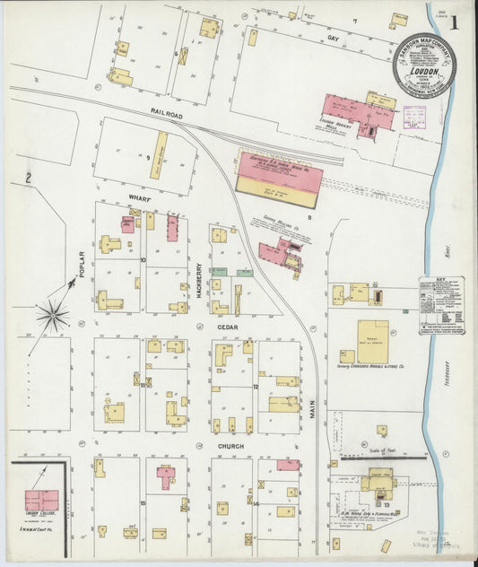 Sanborn Fire Insurance Map from Loudon, Loudon County, Tennessee (1906), Sheet #0001 - Complete Map Set gallery image, historic Sanborn map, vintage wall art, Tennessee Tennessee