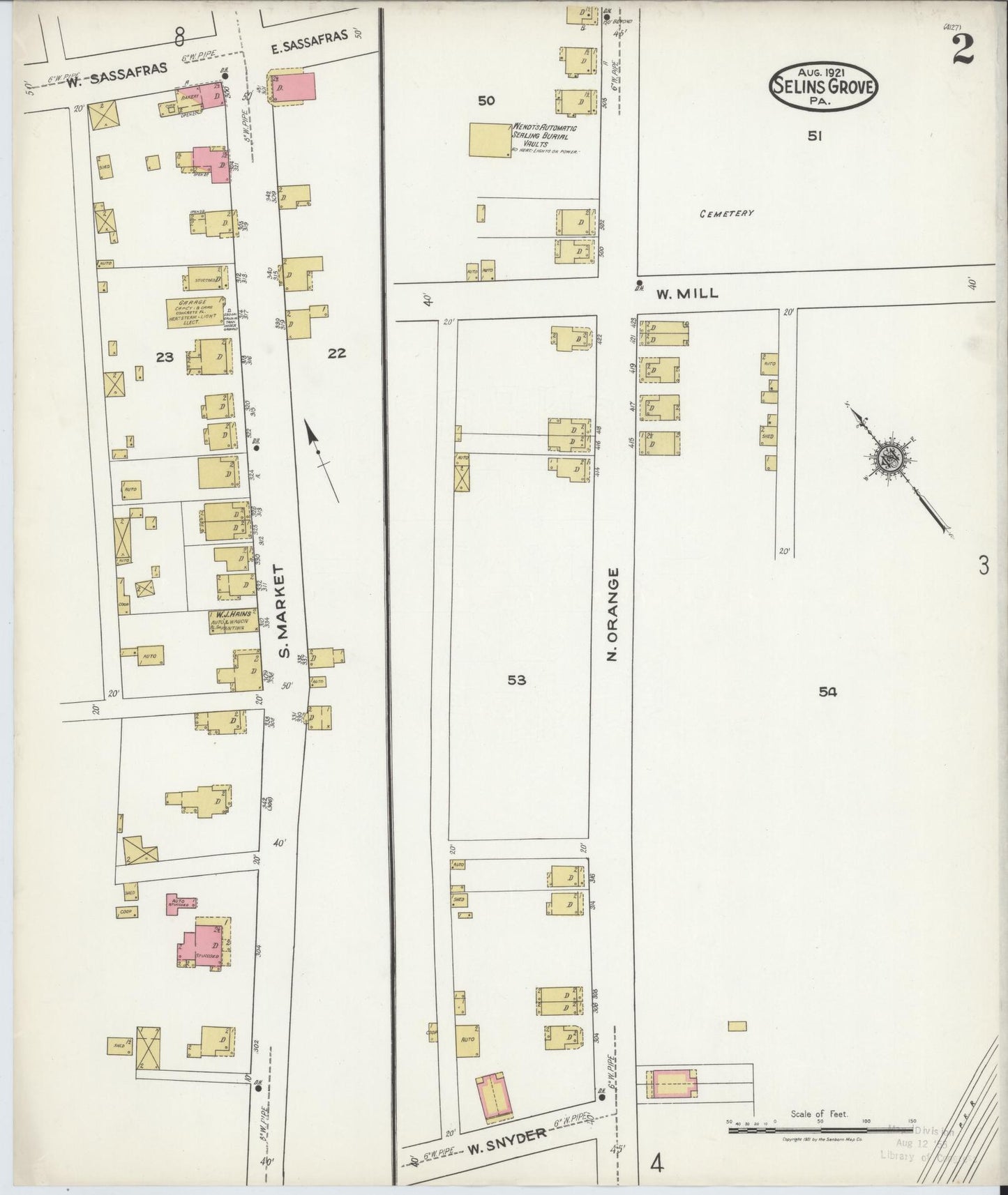 Sanborn Fire Insurance Map from Selins Grove, Snyder County, Pennsylvania (1921), Sheet #0002 - Complete Map Set gallery image, historic Sanborn map, vintage wall art, Pennsylvania Pennsylvania