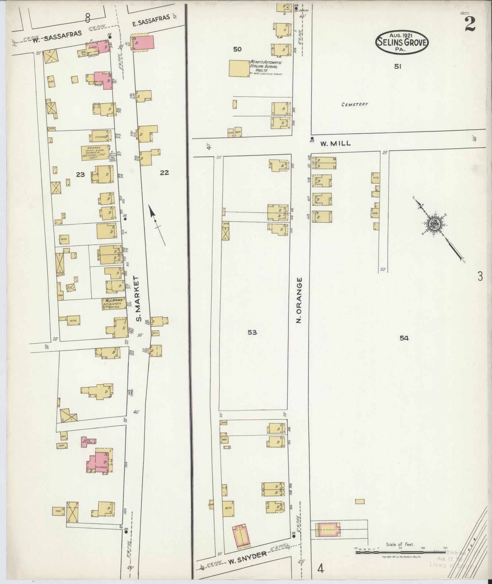 Sanborn Fire Insurance Map from Selins Grove, Snyder County, Pennsylvania (1921), Sheet #0002 - Complete Map Set gallery image, historic Sanborn map, vintage wall art, Pennsylvania Pennsylvania