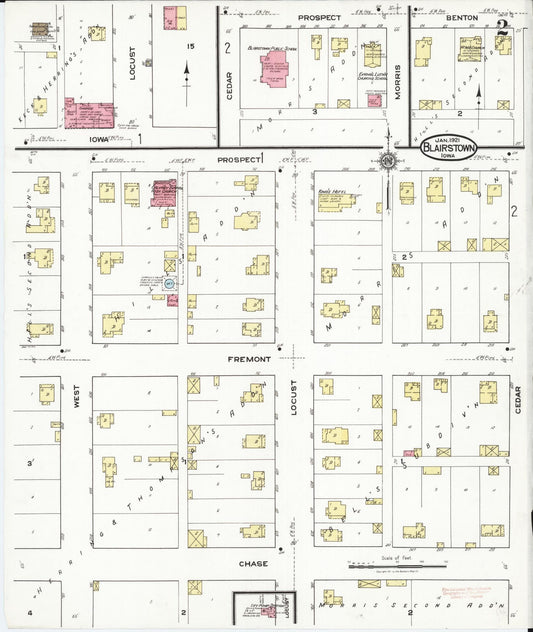 Sanborn Fire Insurance Map from Blairstown, Benton County, Iowa (1921), Sheet #0002 - Historic Sanborn Fire Insurance Map Print, vintage old map wall art