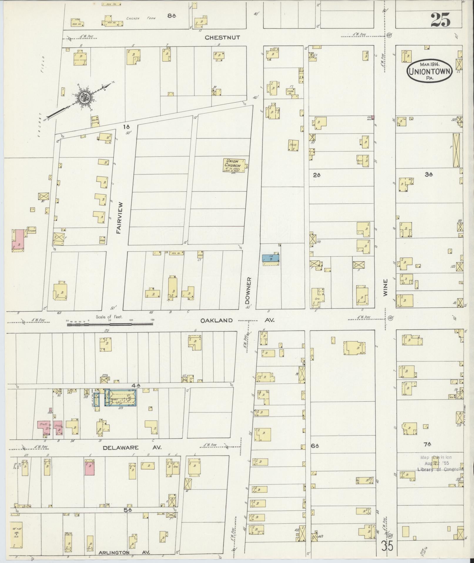 Sanborn Fire Insurance Map from Uniontown, Fayette County, Pennsylvania (1914), Sheet #0025 - Complete Map Set gallery image, historic Sanborn map, vintage wall art, Pennsylvania Pennsylvania