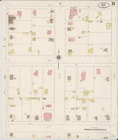 Sanborn Fire Insurance Map from Nephi, Juab County, Utah (1917), Sheet #0008 - Complete Map Set gallery image, historic Sanborn map, vintage wall art, Utah Utah
