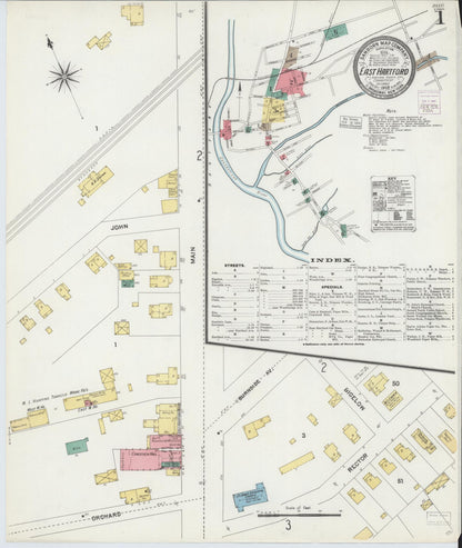 Sanborn Fire Insurance Map from East Hartford, Hartford County, Connecticut (1903), Sheet #0001 - Complete Map Set gallery image, historic Sanborn map, vintage wall art, Connecticut Connecticut