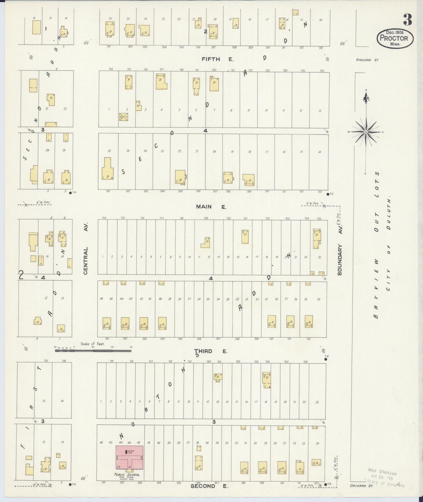 Sanborn Fire Insurance Map from Proctor, Saint Louis County, Minnesota (1908), Sheet #0003 - Complete Map Set gallery image, historic Sanborn map, vintage wall art, Minnesota Minnesota