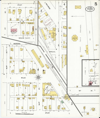 Sanborn Fire Insurance Map from Perry, Dallas County, Iowa (1900), Sheet #0005 - Historic Sanborn Fire Insurance Map Print, vintage old map wall art