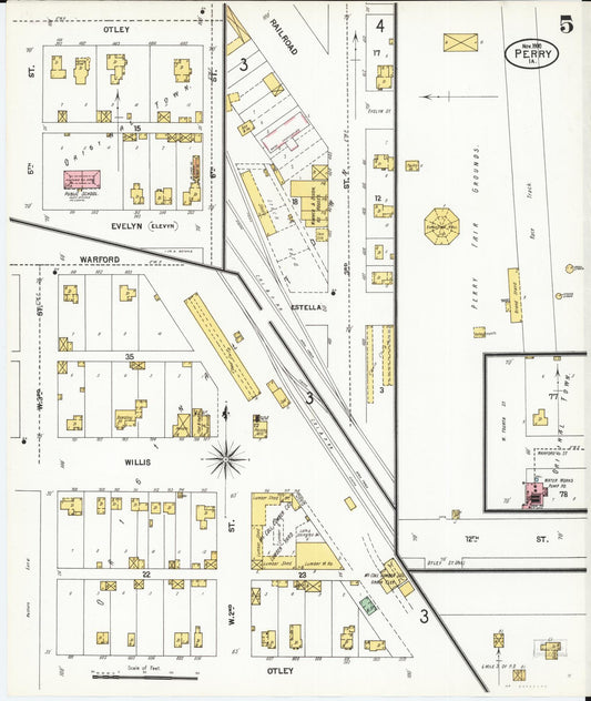 Sanborn Fire Insurance Map from Perry, Dallas County, Iowa (1900), Sheet #0005 - Historic Sanborn Fire Insurance Map Print, vintage old map wall art