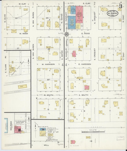 Sanborn Fire Insurance Map from Albany, Gentry County, Missouri (1916), Sheet #0003 - Historic Sanborn Fire Insurance Map Print, vintage old map wall art, antique decor, genealogy gift, Missouri Missouri map