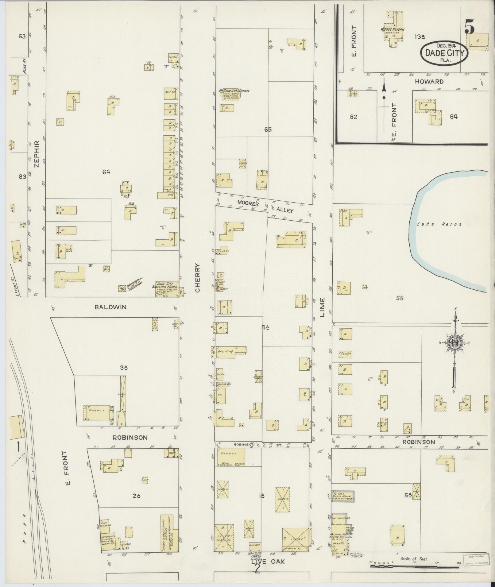 Sanborn Fire Insurance Map from Dade City, Pasco County, Florida (1914), Sheet #0005 - Complete Map Set gallery image, historic Sanborn map, vintage wall art, Florida Florida